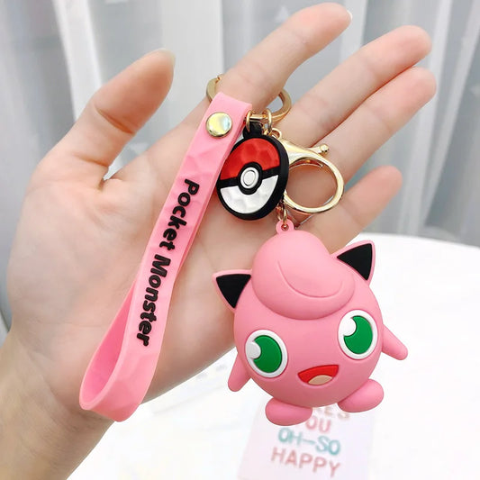 Pokemon Keychain: Anime Figures Pikachu Cartoon Key Chain Charmander Psyduck Fashion Bag Keyring Pendant Accessories