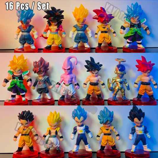 Dragon Ball Z: 16/21 Pcs Anime Figure Son Gohan Vegeta Broly Piccolo Majin Buu Set Action Figurine Model
