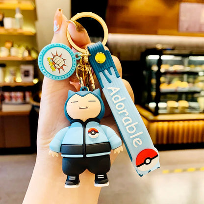 Pokemon Keychain: Anime Figures Pikachu Cartoon Key Chain Charmander Psyduck Fashion Bag Keyring Pendant Accessories