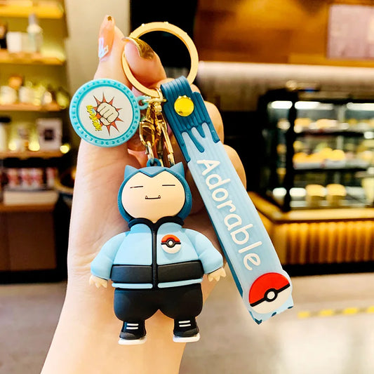 Pokemon Keychain: Anime Figures Pikachu Cartoon Key Chain Charmander Psyduck Fashion Bag Keyring Pendant Accessories
