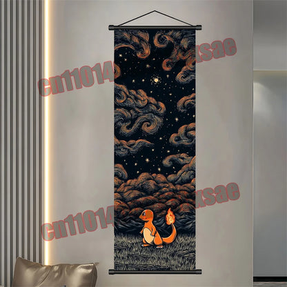 Pokemon: Poster, Anime Wall Artwork, Gengar Eevee Pikachu Images, Scroll Paintings, Retro Artist Home Living Room Decor
