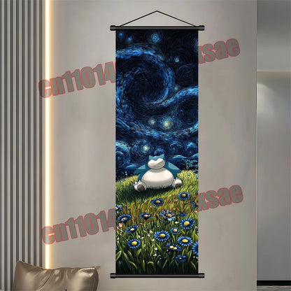 Pokemon: Poster, Anime Wall Artwork, Gengar Eevee Pikachu Images, Scroll Paintings, Retro Artist Home Living Room Decor
