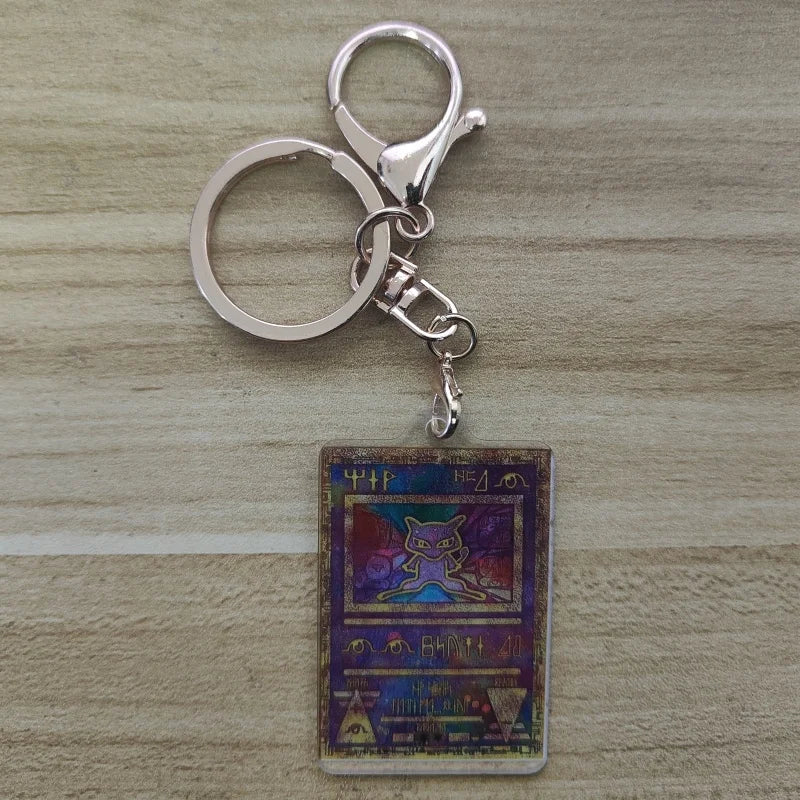 Pokemon Anime Small Card Key Chain Charizard Keychains Blastoise Venusaur Mewtwo Diy Acrylic Action Toy Figures Game Collection