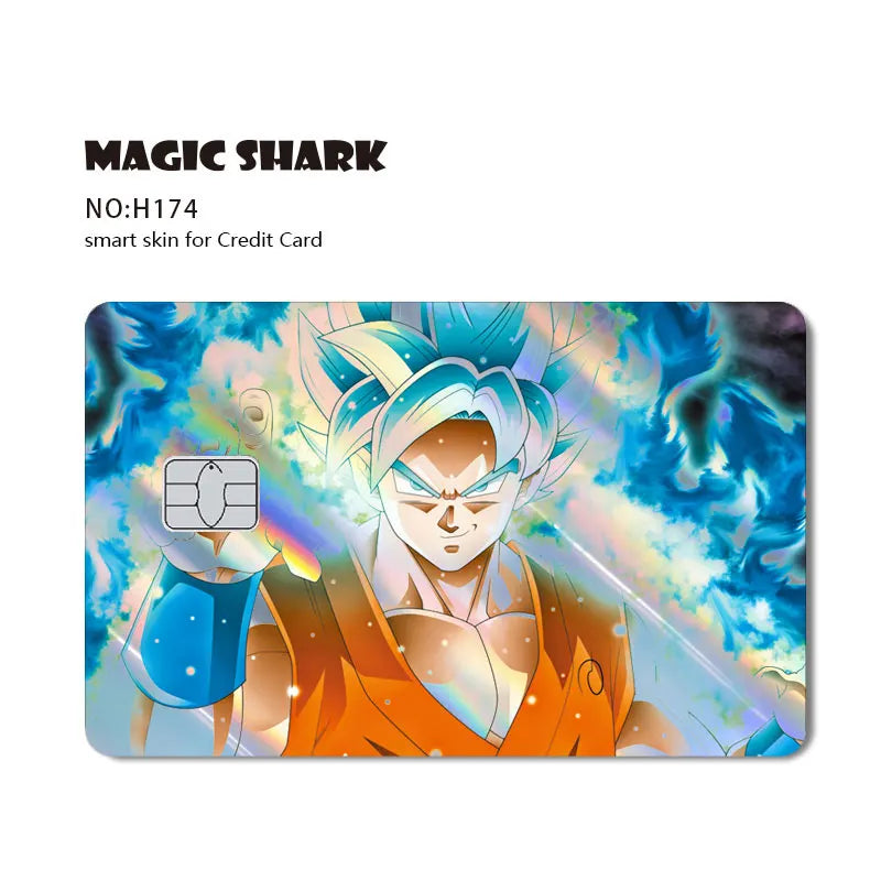 Magic Shark : Carte Dragon Ball Autocollant Goku Vegeta Cool Brillant Holographique Laser Carte de Crédit/Débit Autocollant Film Protection Avant