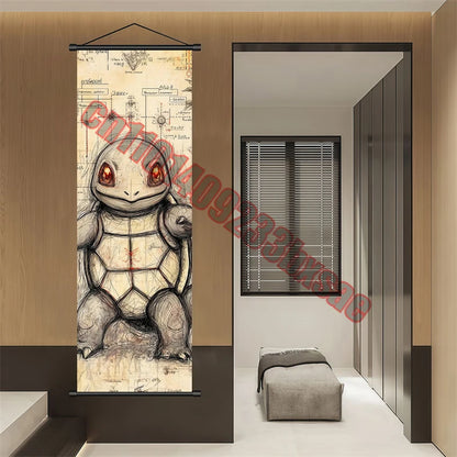 Pokemon: Poster Anime Wall Artwork Gengar Pictures Charizard Painting Canvas Pikachu Hanging Scrolls Home Room Decor