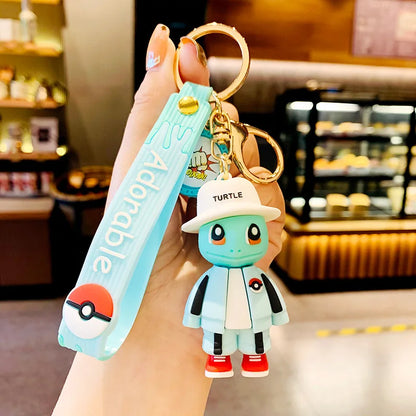Pokemon Keychain: Anime Figures Pikachu Cartoon Key Chain Charmander Psyduck Fashion Bag Keyring Pendant Accessories