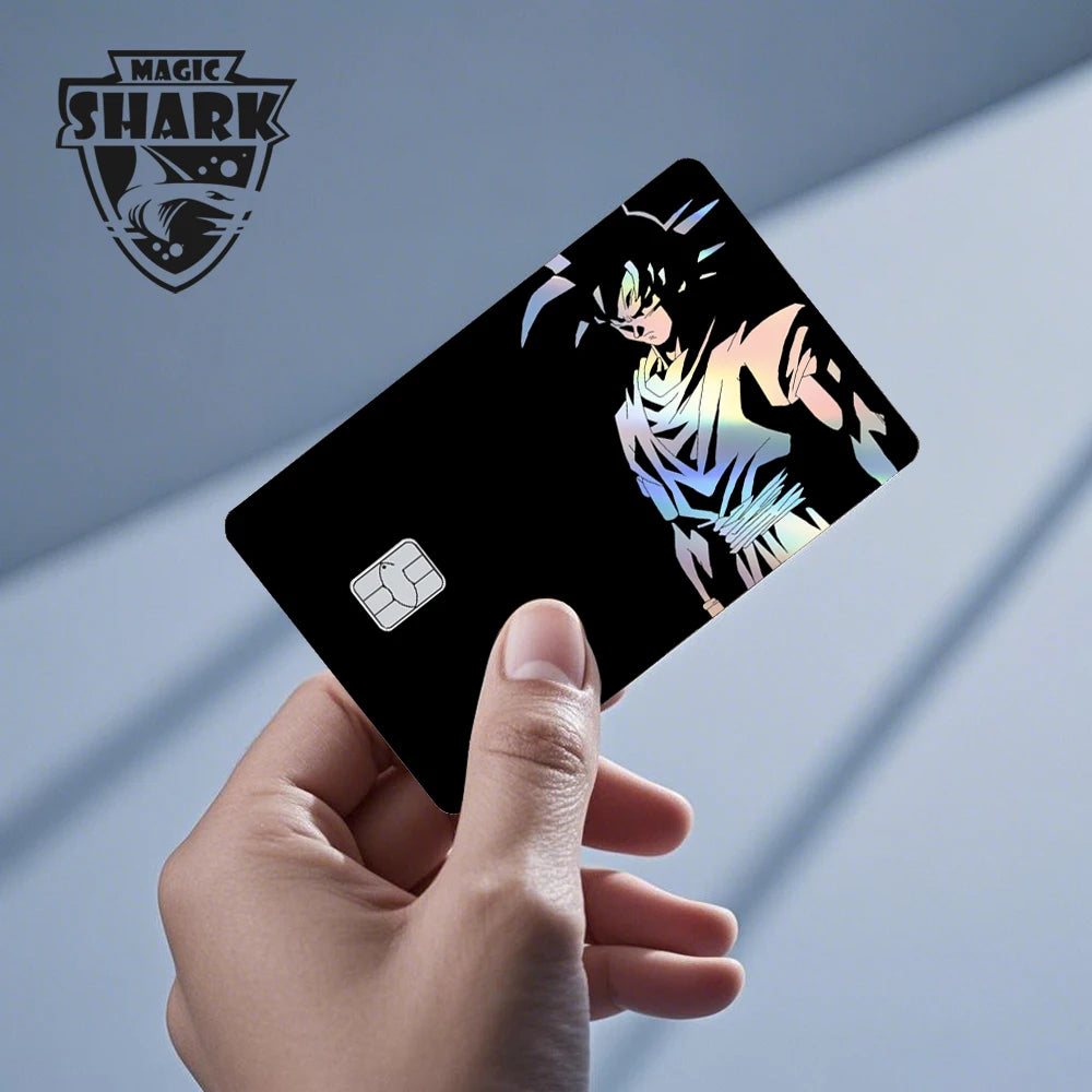 Magic Shark : Carte Dragon Ball Autocollant Goku Vegeta Cool Brillant Holographique Laser Carte de Crédit/Débit Autocollant Film Protection Avant