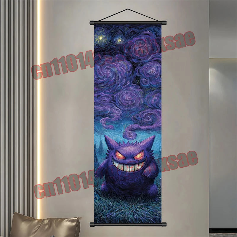 Pokemon: Poster, Anime Wall Artwork, Gengar Eevee Pikachu Images, Scroll Paintings, Retro Artist Home Living Room Decor