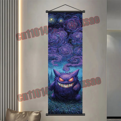 Pokemon: Poster, Anime Wall Artwork, Gengar Eevee Pikachu Images, Scroll Paintings, Retro Artist Home Living Room Decor