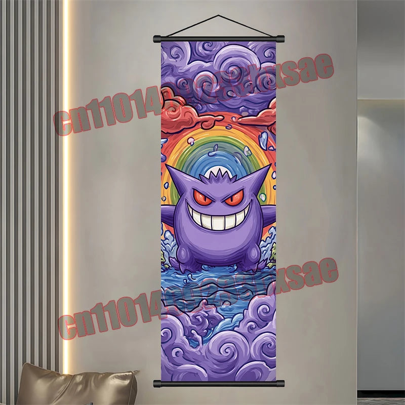 Pokemon: Poster, Anime Wall Artwork, Gengar Eevee Pikachu Images, Scroll Paintings, Retro Artist Home Living Room Decor