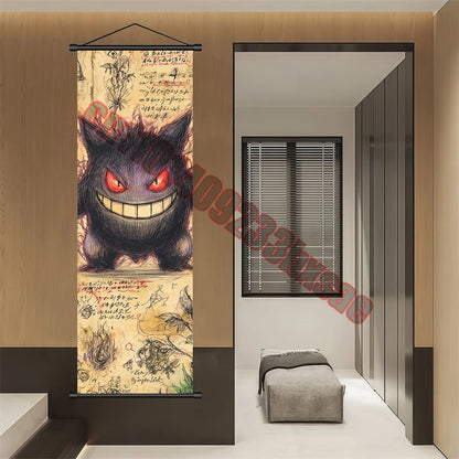 Pokemon: Poster Anime Wall Artwork Gengar Pictures Charizard Painting Canvas Pikachu Hanging Scrolls Home Room Decor