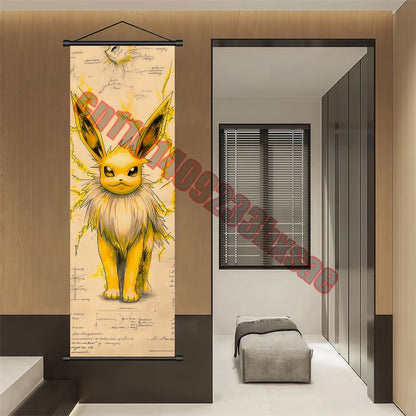 Pokemon: Poster Anime Wall Artwork Gengar Pictures Charizard Painting Canvas Pikachu Hanging Scrolls Home Room Decor