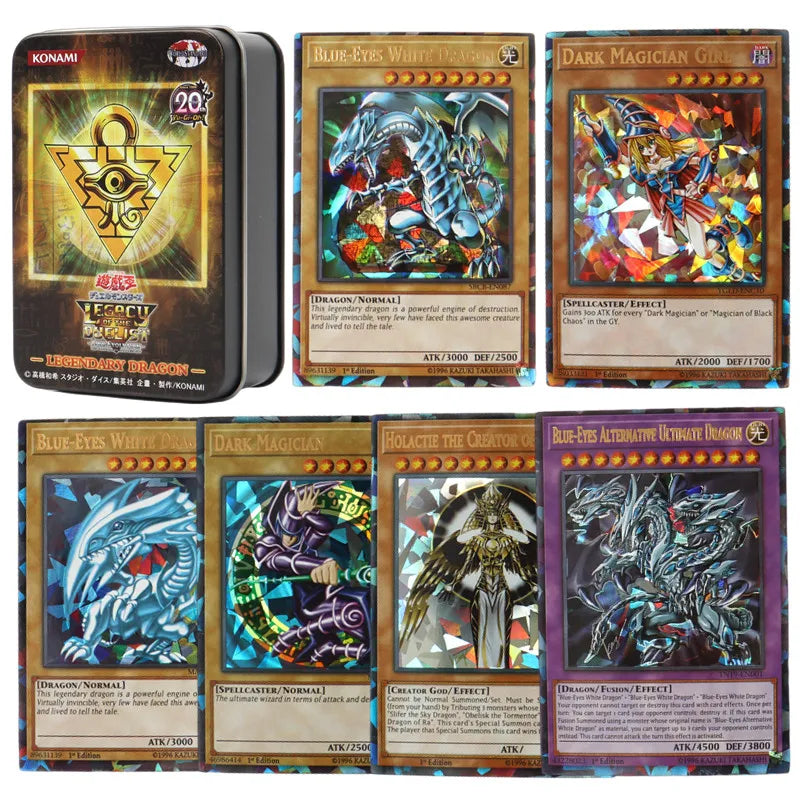 Yu-Gi-Oh: 66-148PCS Yugioh Cards with Tin Box Yu Gi Oh Card English Holographic Golden Letter Duel Links Game Card Blue Eyes Exodia