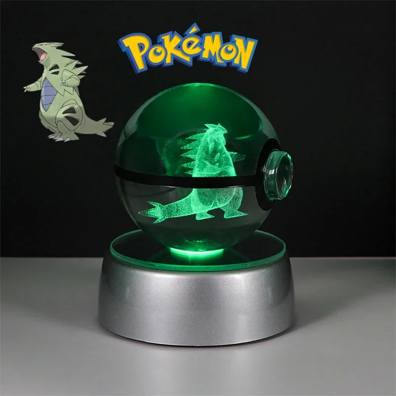 Pokemon 3D Crystal Ball Pikachu Gengar Eevee Mewtwo Anime Game Pokeball Led Night Light Base Kids Birthday Gift Home Decoration