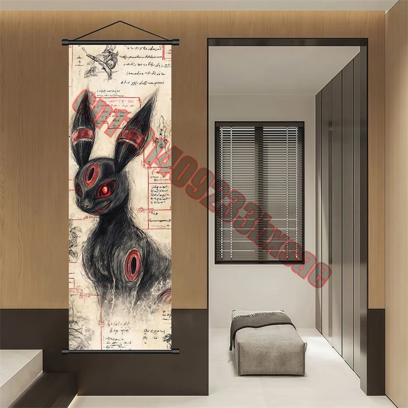 Pokemon: Poster Anime Wall Artwork Gengar Pictures Charizard Painting Canvas Pikachu Hanging Scrolls Home Room Decor