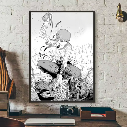 Classic Chainsaw Man: Poster High Quality Print Waterproof Wall Art Sticker For Bar Living Room Decor