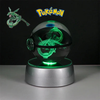 Pokemon 3D Crystal Ball Pikachu Gengar Eevee Mewtwo Anime Game Pokeball Led Night Light Base Kids Birthday Gift Home Decoration