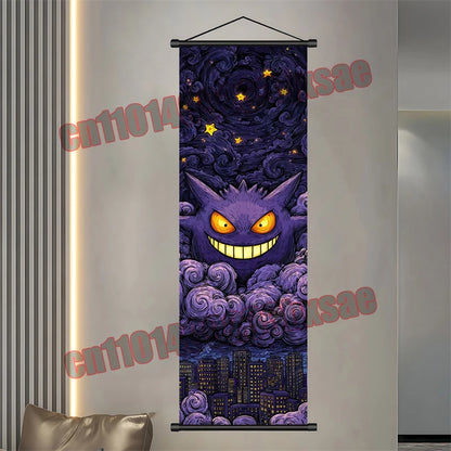 Pokemon: Poster, Anime Wall Artwork, Gengar Eevee Pikachu Images, Scroll Paintings, Retro Artist Home Living Room Decor