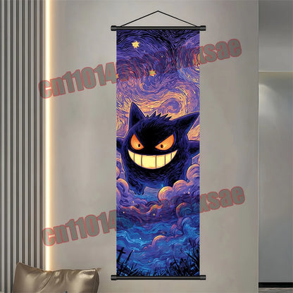Pokemon: Poster, Anime Wall Artwork, Gengar Eevee Pikachu Images, Scroll Paintings, Retro Artist Home Living Room Decor