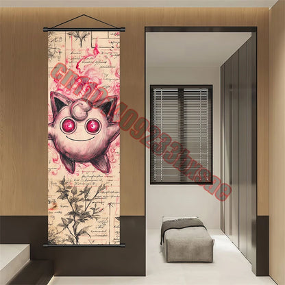 Pokemon: Poster Anime Wall Artwork Gengar Pictures Charizard Painting Canvas Pikachu Hanging Scrolls Home Room Decor
