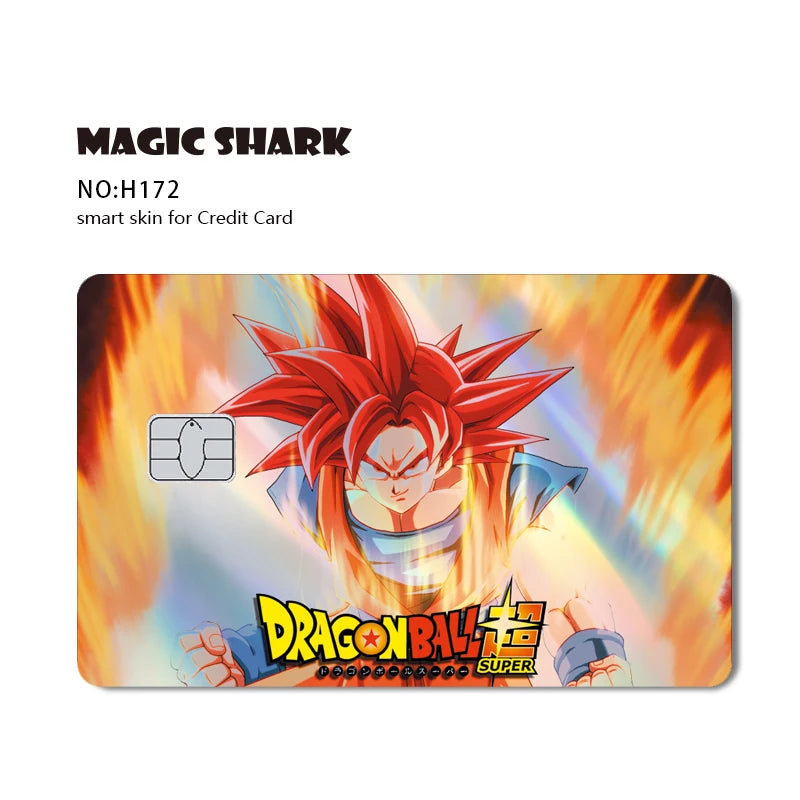 Magic Shark : Carte Dragon Ball Autocollant Goku Vegeta Cool Brillant Holographique Laser Carte de Crédit/Débit Autocollant Film Protection Avant