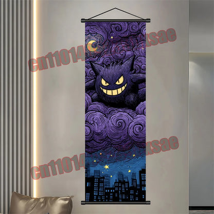 Pokemon: Poster, Anime Wall Artwork, Gengar Eevee Pikachu Images, Scroll Paintings, Retro Artist Home Living Room Decor