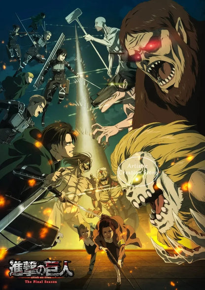 ⚡ Attack on Titan Anime Wall Poster | AOT Canvas Art for Gaming Room & Home Decor