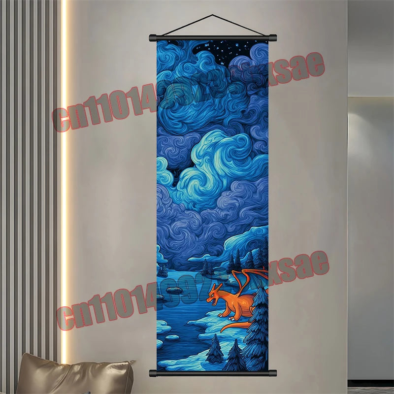 Pokemon: Poster, Anime Wall Artwork, Gengar Eevee Pikachu Images, Scroll Paintings, Retro Artist Home Living Room Decor