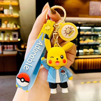 Pokemon Keychain: Anime Figures Pikachu Cartoon Key Chain Charmander Psyduck Fashion Bag Keyring Pendant Accessories
