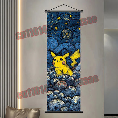 Pokemon: Poster, Anime Wall Artwork, Gengar Eevee Pikachu Images, Scroll Paintings, Retro Artist Home Living Room Decor