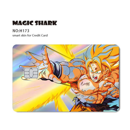 Magic Shark : Carte Dragon Ball Autocollant Goku Vegeta Cool Brillant Holographique Laser Carte de Crédit/Débit Autocollant Film Protection Avant