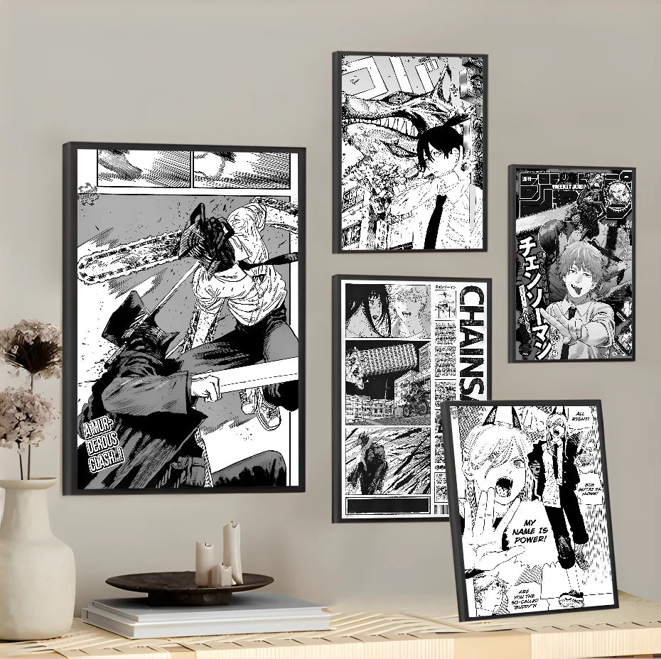 Classic Chainsaw Man: Poster High Quality Print Waterproof Wall Art Sticker For Bar Living Room Decor