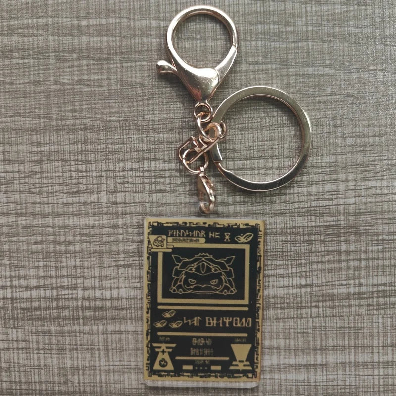 Pokemon Anime Small Card Key Chain Charizard Keychains Blastoise Venusaur Mewtwo Diy Acrylic Action Toy Figures Game Collection