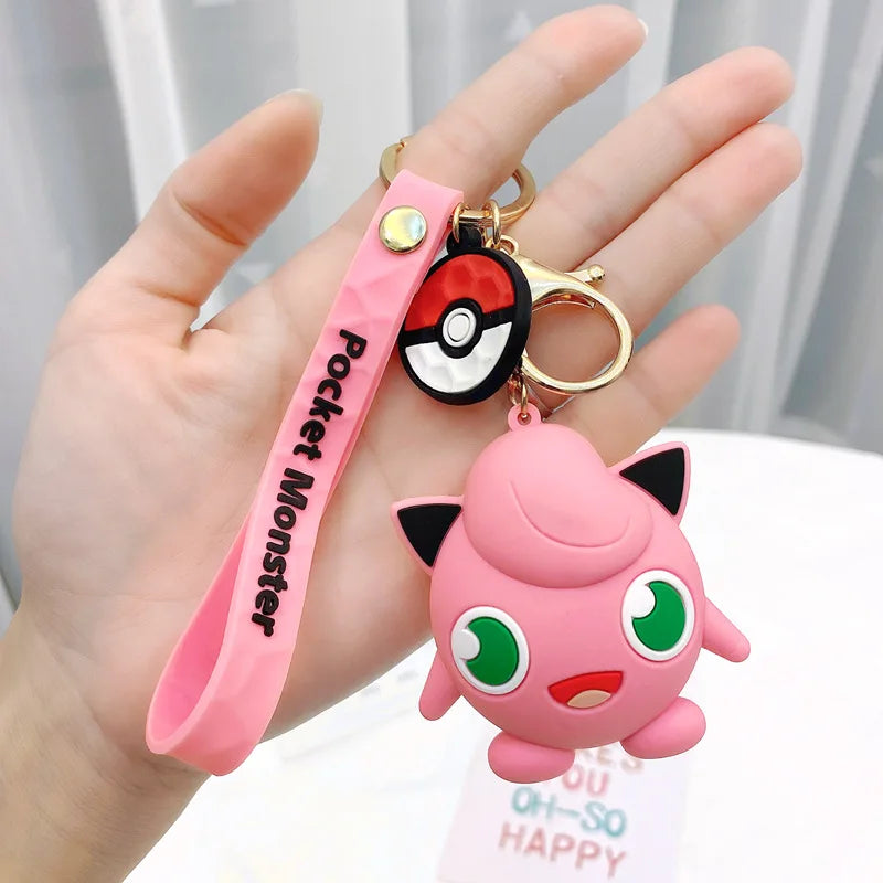 Pokemon Keychain: Anime Figures Pikachu Cartoon Key Chain Charmander Psyduck Fashion Bag Keyring Pendant Accessories