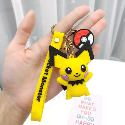 Pokemon Keychain: Anime Figures Pikachu Cartoon Key Chain Charmander Psyduck Fashion Bag Keyring Pendant Accessories