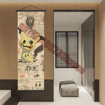 Pokemon: Poster Anime Wall Artwork Gengar Pictures Charizard Painting Canvas Pikachu Hanging Scrolls Home Room Decor