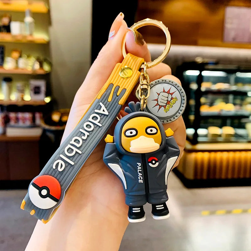 Pokemon Keychain: Anime Figures Pikachu Cartoon Key Chain Charmander Psyduck Fashion Bag Keyring Pendant Accessories