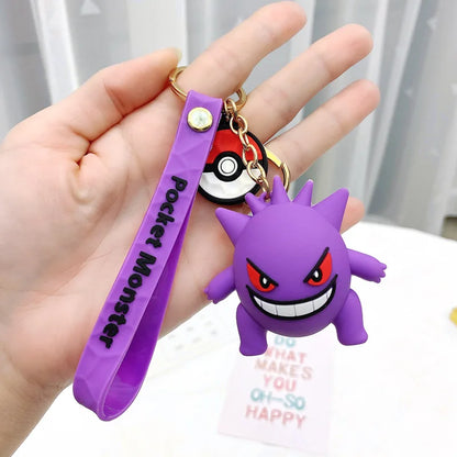 Pokemon Keychain: Anime Figures Pikachu Cartoon Key Chain Charmander Psyduck Fashion Bag Keyring Pendant Accessories