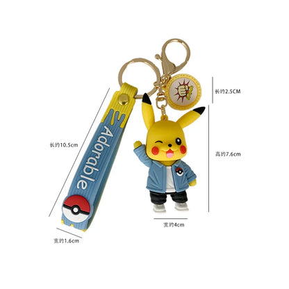 Pokemon Keychain: Anime Figures Pikachu Cartoon Key Chain Charmander Psyduck Fashion Bag Keyring Pendant Accessories
