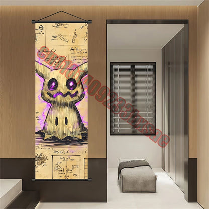 Pokemon: Poster Anime Wall Artwork Gengar Pictures Charizard Painting Canvas Pikachu Hanging Scrolls Home Room Decor