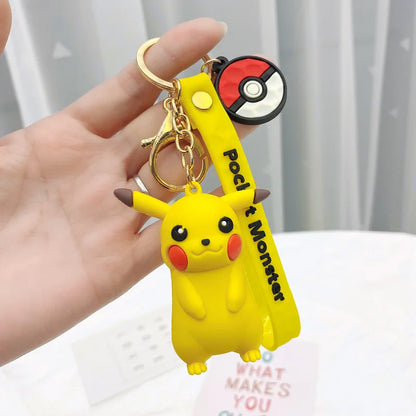 Pokemon Keychain: Anime Figures Pikachu Cartoon Key Chain Charmander Psyduck Fashion Bag Keyring Pendant Accessories