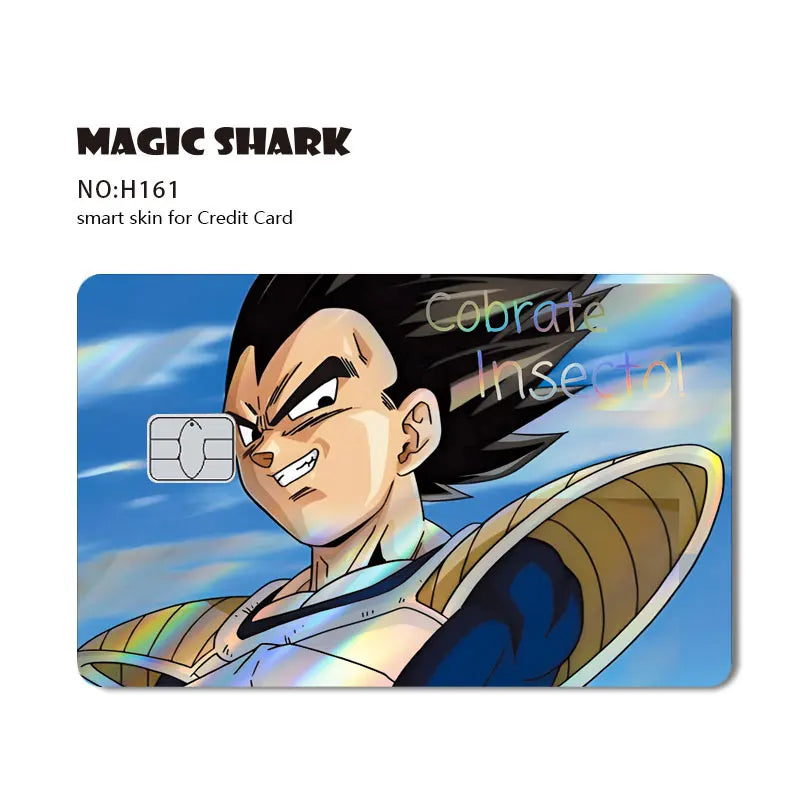 Magic Shark : Carte Dragon Ball Autocollant Goku Vegeta Cool Brillant Holographique Laser Carte de Crédit/Débit Autocollant Film Protection Avant