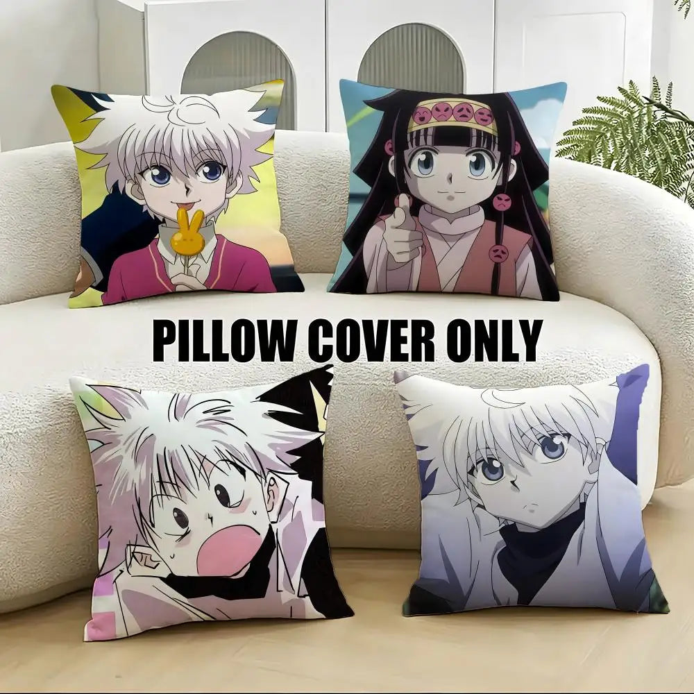 Epic H-HUNTERxHUNTERS Cushion Cover 4Pcs Soft Plush Throw Pillow Covers 40x40 45x45 for Sofa Bedroom