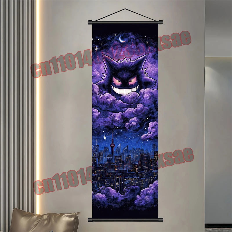 Pokemon: Poster, Anime Wall Artwork, Gengar Eevee Pikachu Images, Scroll Paintings, Retro Artist Home Living Room Decor