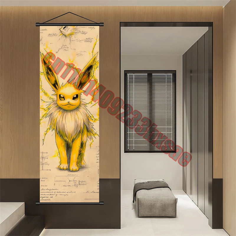 Pokemon: Poster Anime Wall Artwork Gengar Pictures Charizard Painting Canvas Pikachu Hanging Scrolls Home Room Decor