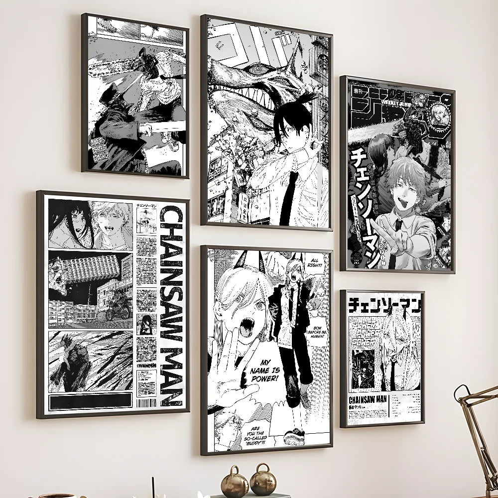 Classic Chainsaw Man: Poster High Quality Print Waterproof Wall Art Sticker For Bar Living Room Decor