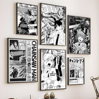 Classic Chainsaw Man: Poster High Quality Print Waterproof Wall Art Sticker For Bar Living Room Decor