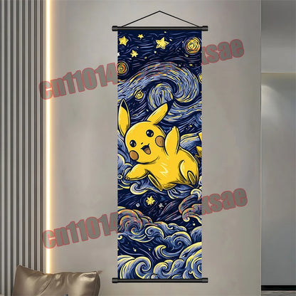Pokemon: Poster, Anime Wall Artwork, Gengar Eevee Pikachu Images, Scroll Paintings, Retro Artist Home Living Room Decor