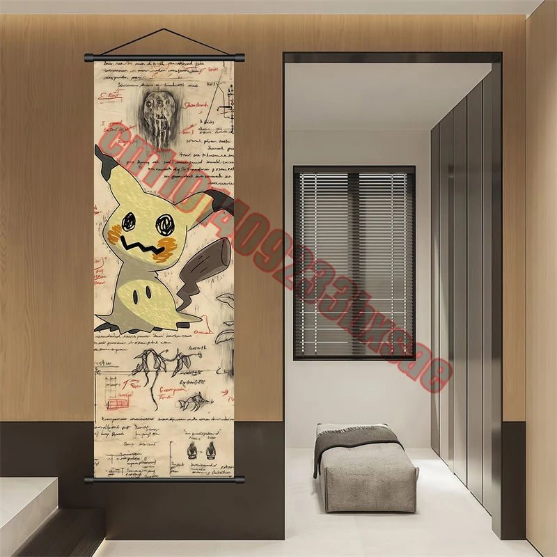 Pokemon: Poster Anime Wall Artwork Gengar Pictures Charizard Painting Canvas Pikachu Hanging Scrolls Home Room Decor