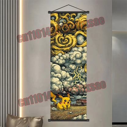Pokemon: Poster, Anime Wall Artwork, Gengar Eevee Pikachu Images, Scroll Paintings, Retro Artist Home Living Room Decor